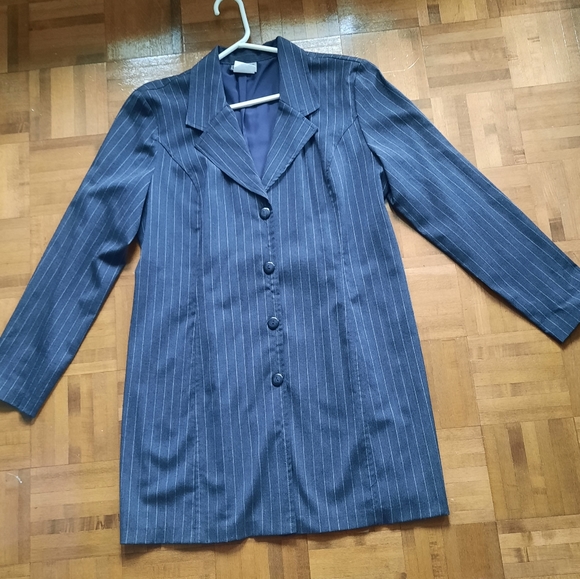 Gray Stripe Long Jacket - Picture 3 of 4